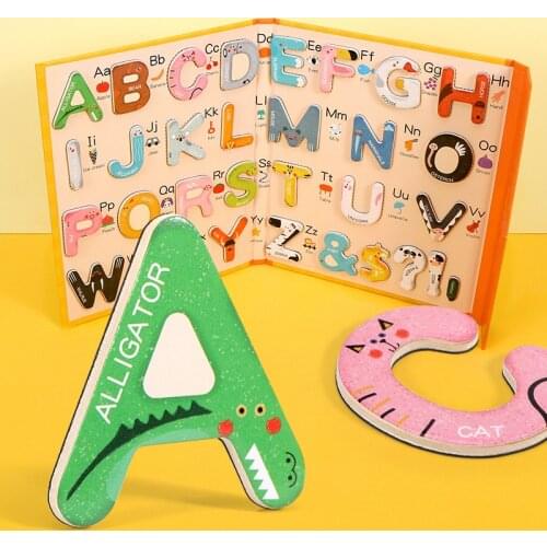 Montessori Childrens Magnetic Book Stickers Puzzle Portable Letter Cognitive Matching Magnetic Puzzle Learning Education Toy