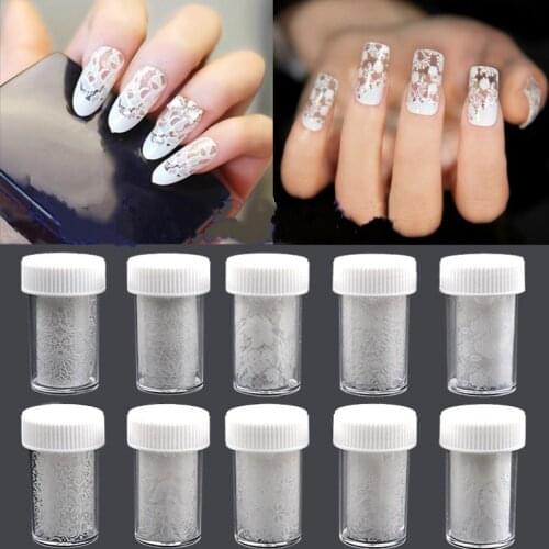 New 1 Roll White Nail Foil 4.6cm*120cm Nail Art Decals DIY Lace Starry Sky Transfer Sticker Manicure Nails Decorations 10 Style
