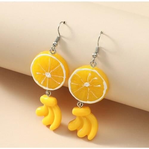 New Creative Fruit Drop Earrings for Women Girl Korea Style Orange Banana Dangle Earring Female Holiday Party Jewelry Gift