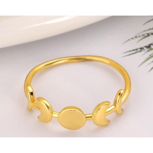 New Gold Vintage Simple Style Moon Star Sun Rings Sweet Romantic Stainless Steel Finger Ring For Men Women Fashion Jewelry