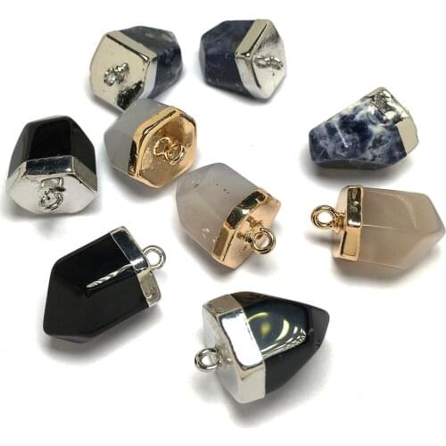 Natural Stone Agates Pendant Cone Shape Sodalite Pendants Charms for Jewelry Making DIY Necklace Earring Accessories Wholesale