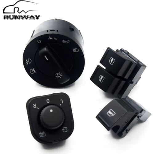 Factory direct sales! Headlight AUTO Mirror Window Switch Button 4PCS / SET for VW Caddy Jetta Golf 5 MK5 V Puls Passat B6