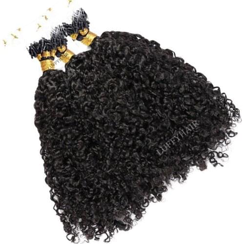 Sassy Curly Micro Loop Hair 1g/s 100 Strand Full Head Micro Loop Ring Human Hair Brazilian Curly Hair Black Brown Color