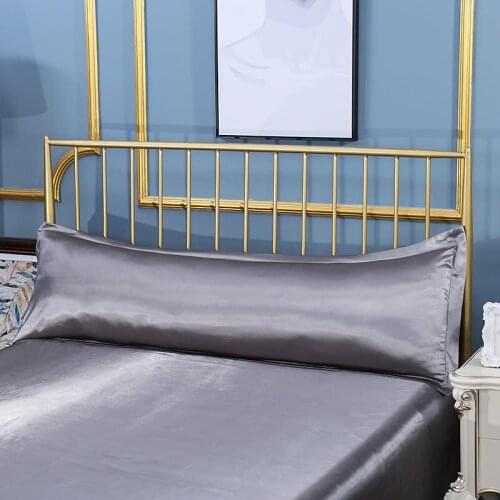 Silver Gray Summer Cool Emulation Silk Satin Sleeping Pillow Cover Solid Color Long Pillowcase 120cm 150cm Couple Pillow Case