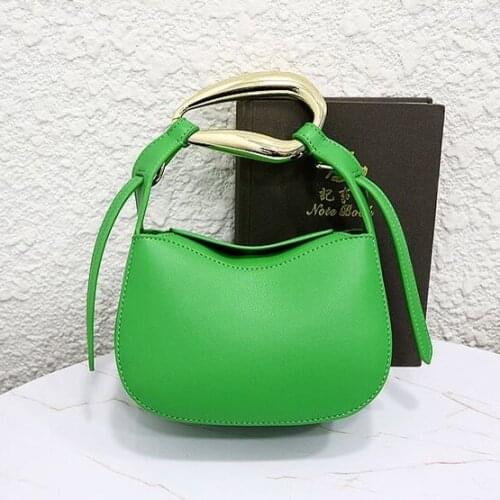 Real leather Messenger bag cow leather Metal ring bags small size shoulder Bags