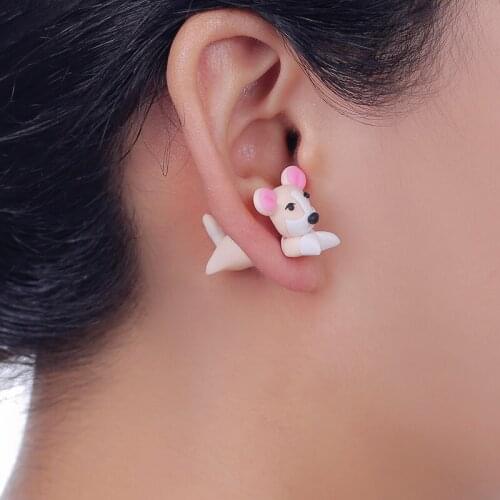 TTPAIAI 30 Brand Handmade Polymer Clay Cute Jump Dog Stud Earrings Fashion Jewelry Cartoon Animal Earrings For Women Party Gift