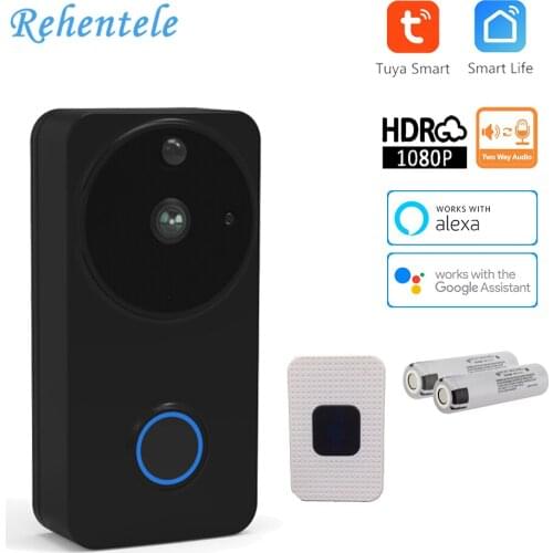 1080P Smart Video Doorbell Tuya Outdoor Battery Powered WiFi Enabled Video Door Bell Camera PIR Motion Detection Works Alexa