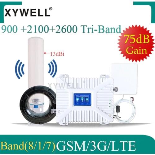 Gsm signal booster 900 2100 2600mhz gsm signal repeater 2G 3G 4G GSM UMTS LTE Tri Band Mobile signal Booster GSM 3g 4g Amplifier