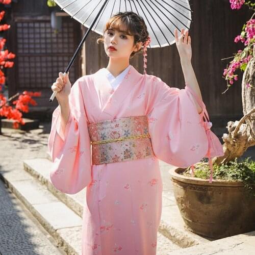 Japan Traditional Kimono Dress Oriental Elegant Yukata Woman New Year Festival Kimono Obi Vintage Cosplay Costumes
