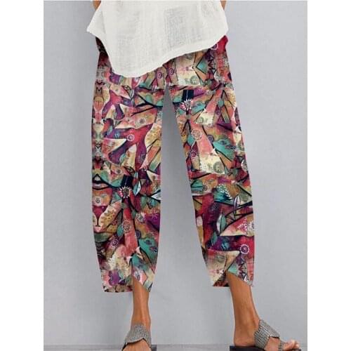 Plus Size Turnip Printed Harem Pants 2021 Women Trousers Fashion Female Casual Floral Elastic WaistLong Pantalon
