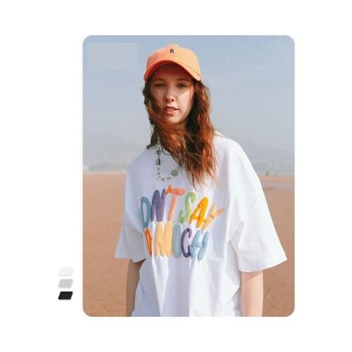 2021 New Summer Women O-Neck Pullover Solid Color Lovely handsome Printing Short Sleeves shirt Casual Oversize Tops femme