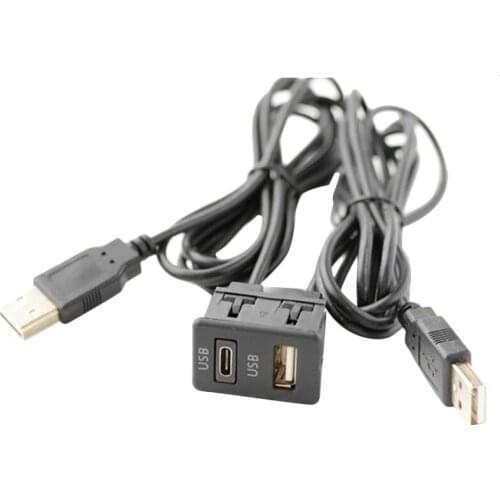 150CM Car Dash Flush Mount 2 USB Port Panel Auto Boat Dual USB-TAPYC Extension Cable Adapter for Toyota