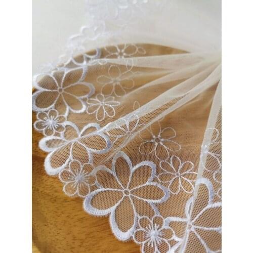 18cm 3meters/lot Retro light skin color flower embroidery lace trimming accessory X949
