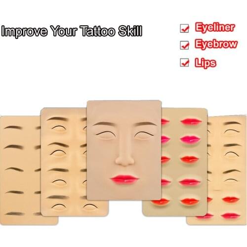 3D Silicone Tattoo Training Skin Permanent Makeup microblading pen Eyebrow lips face blank Fake Practice Skin Beginner