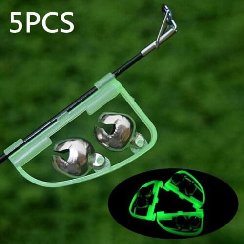 5Pcs Fluorescent Glow in Dark 2 Bells Alarm Fishing Rod Alert Tool Accessories