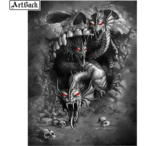 5d diamond painting dragon skull pattern horror icon full square drill diamond mosaic round diamond embroidery kit