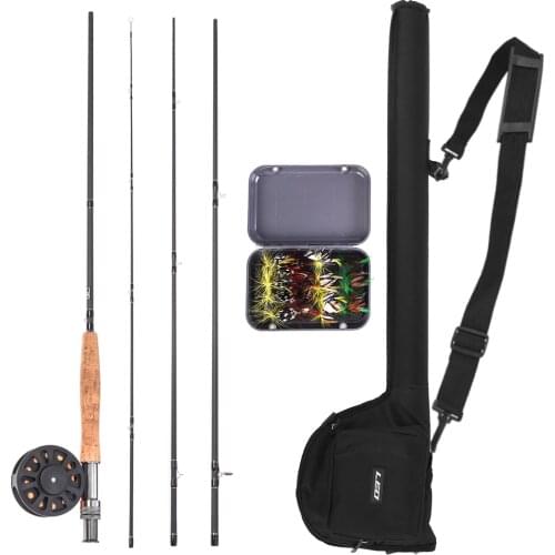 9' Fly Fishing Rod Reel Combo with Lure Line Carry Bag 20 Flies Complete Starter Package Fly Fishing Kit