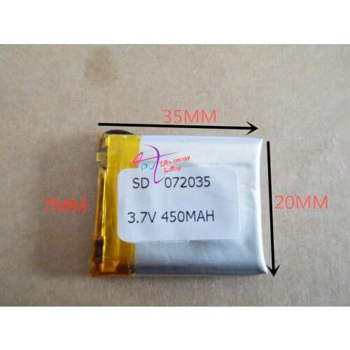Tablet battery 3.7V polymer lithium battery 072035 702035 450mah MP4 MP5 GPS MP3 Bluetooth wireless phone