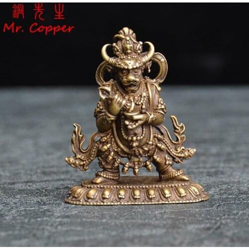 Antique Copper Tibetan Buddhism Vajra Law-king Buddha Statue Home Decoration Accessories for Living Room Ornament Brass Figurine