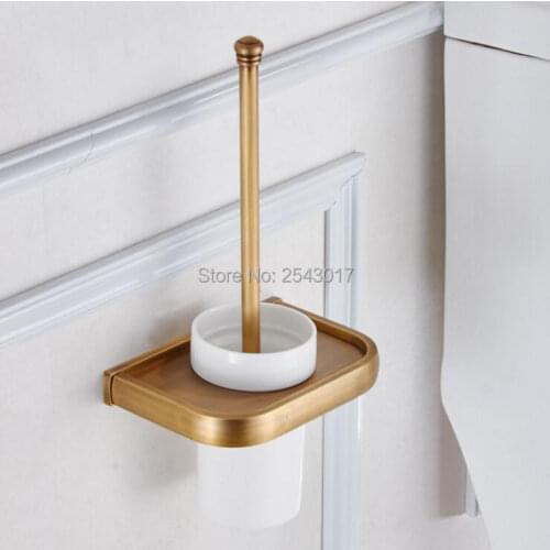 Antique Classic Bathroom Accessories Toilet Brush Holder Set Wall Mounted Brush Holder with Ceramic Cup European Style ZR2411