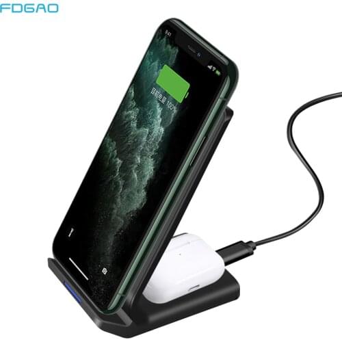 FDGAO 15W 10W Qi Wireless Charger Fast Charging Stand Dock For iPhone 12 11 X XR XS Max 8 8 Plus Samsung Galaxy S10 S20 Note 10