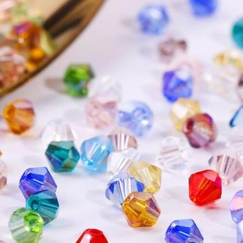 4mm Shiny Crystal Beads, Beads Glass Beads Loose Spacer Beads for Bracelet Anklet Necklace DIY Jewelry Making 100pcs/lot