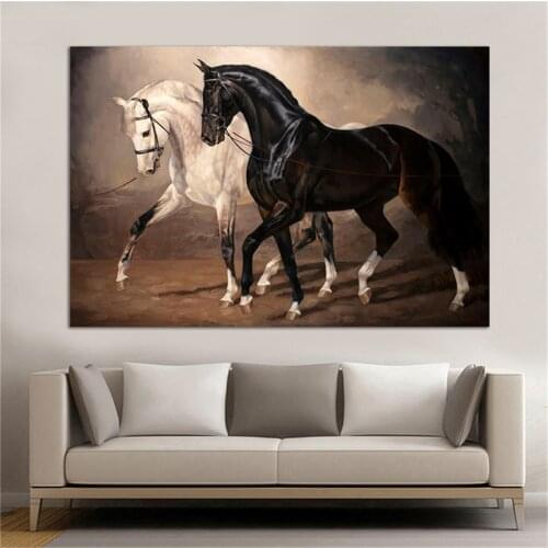 Black and White Horse Wall Art Canvas Prints Modern Animal Canvas Art Paintings On The Wall Canvas Pictures Posters Wall Decor