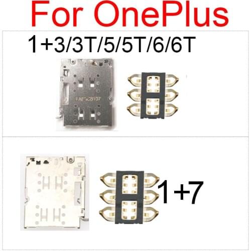 Sim Card Reader Holder Pins Tray Slot Connector For Oneplus 3 3t 5 5T 6 6T 7 A3003 A3010 A5010 A6000 A6003 Replacement Parts