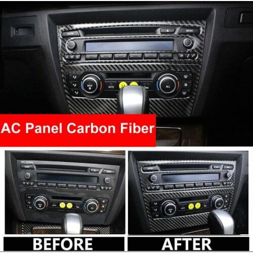 For BMW E90 Carbon Fiber Strip Air Conditioning CD Panel Decorative Cover Trim Auto Interior Accessories Car Styling 3D Sticker