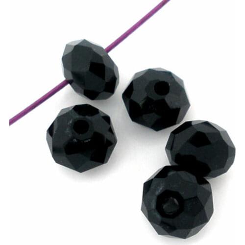 DoreenBeads Crystal Glass Loose Beads Round Black Faceted DIY Making Bracelets Jewelry About 4mm Dia, Hole: Approx 0.8mm, 200PCs