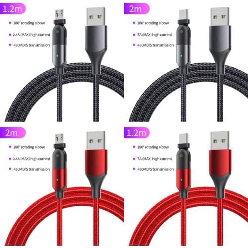 Rotation 3A Quick Charging Cable Type C Charger USB Charger Micro Data Line For Samsung Xiaomi Mobile Phone Accessories