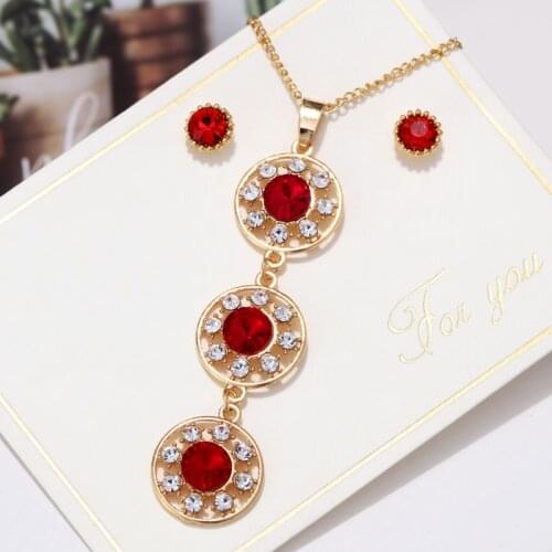 Multicolor Cubic Zirconia Stone Jewelry Sets for Women Ladies Necklace Earrings Sets Bridal Wedding bijoux africain parures
