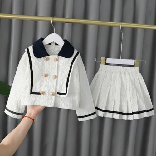 Girls Clothing Sets 2Pcs Long Sleeve Tweed Suits Autumn Winter Coat+Skirt Boutique Outfits for Kids 1-8T Party Children Costume