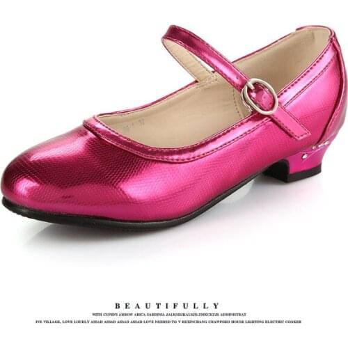 Girls leather shoes Childrens Shoes girls PU low-heeled shoes wholesale princess girl dancing leahter shoes fashion hot new