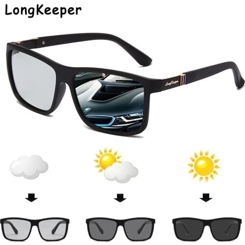 Photochromic Polarized Sunglasses Men Discoloration Eyewear Anti Glare UV400 Glasses Driving Goggles Oculos With Logo Longkeeper