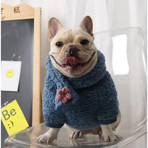Fashion Pet Dog Clothes With Scarf Puppy Winter Warm Clothing Bulldogs Hoodies Dog Coat Jacket Dog Clothes For Small Dogs Pug