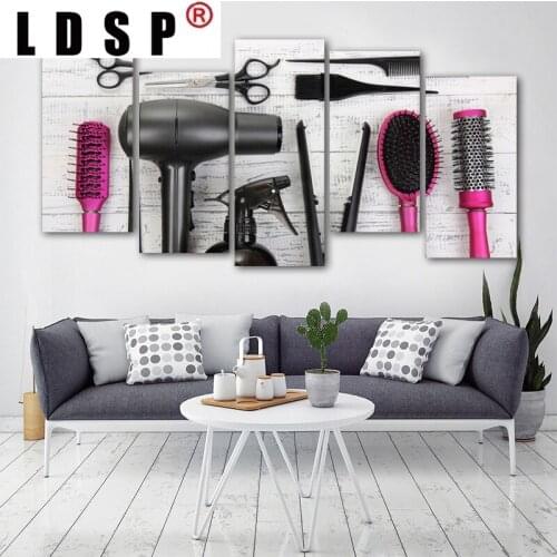 LDSP 5 Panels Hairdressing Tools Canvas Paintings Modular Wall Decor Wall Art Pictures For Living Room Posters Modern Home Decor