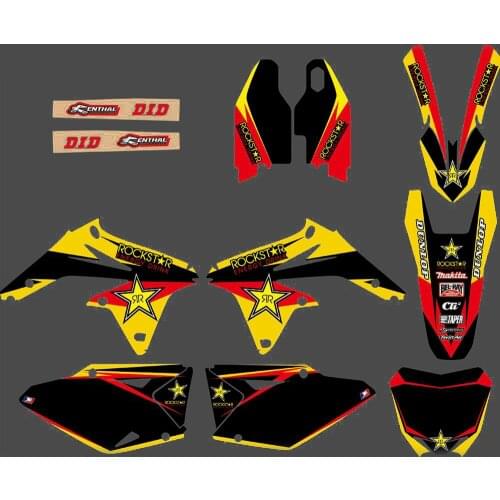 Full Graphics Decals Stickers Motorcycle Background Custom Number Name For SUZUKI RMZ450 RMZ 450 2008-2017