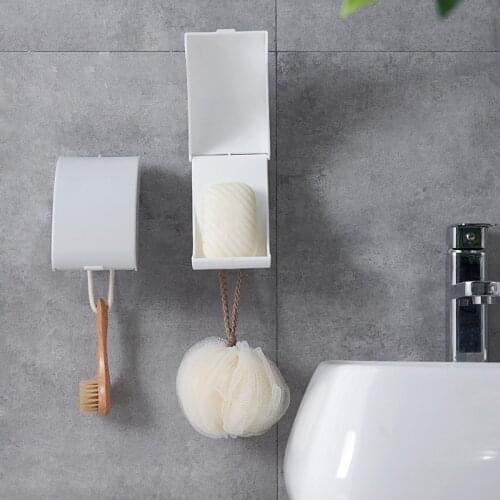 Simplicity Bathroom Shower Soap Box Suction Wall Hanging Flip Holder Hooks Soap Box Dish Drainer Shelf Bath Kitchen Organizer