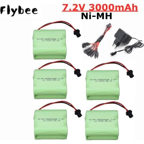 7.2V 3000mAh NI-MH Battery and Charger For Rc toy Car Tank Train Robot Boat Gun parts 7.2V 2800mah NiMH rechargeable AA Battery