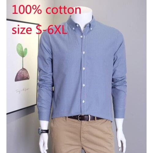 New Arrival Fashion Long Sleeve Men Stripe Youth Pure Cotton Dress Spring And Autumn Smart Casual Shirts Plus Size S-4XL 5XL 6XL