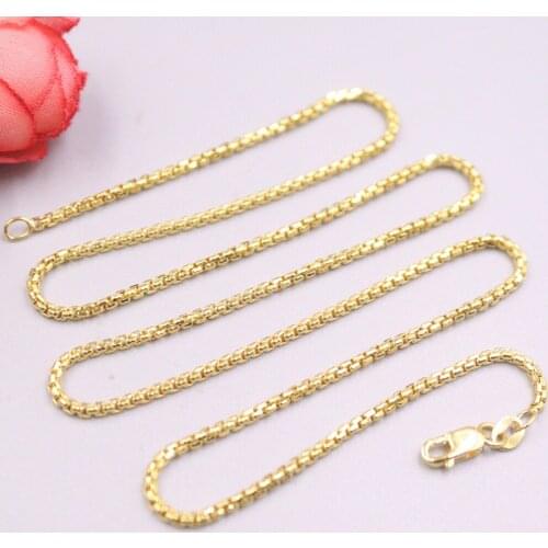 Real 18K Yellow Gold Women Necklace Square Box Chain 17.7inch 1.8mmW 3.8-4.2g / Lobster Clasp GUARANTEED PURE 18K Gold