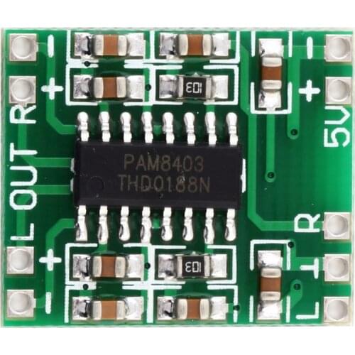 Green PAM8403 Super Mini Digital Amplifier Board 2 * 3W Class D Digital 2.5V To 5V Power Amplifier Board Efficient hot new