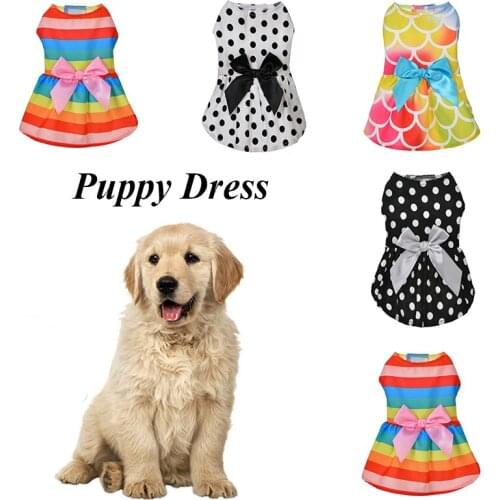 Pet Dress Skirt Colorful Bow Princess Sundress For Small Dog Cats Dresses Summer Party Wedding Dog Skirt Pets Clothes XS-XL