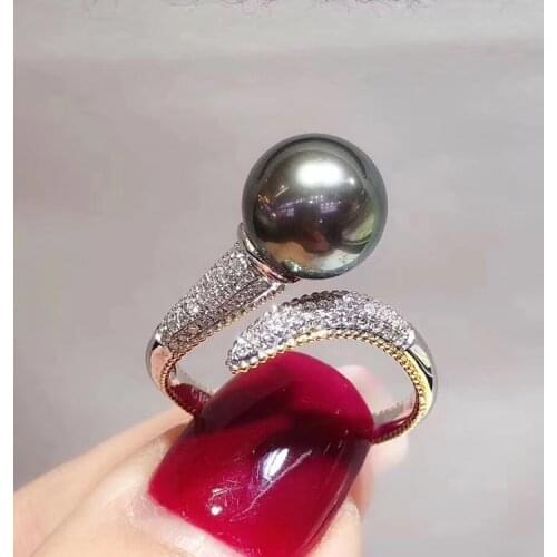 925 Sterling Silver Ring Finger Ring Settings Adjustable Ring Findings Jewelry Parts Fittings Accessories for Pearls