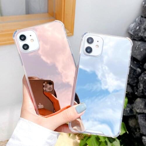 Luxury Clear Makeup Mirror Cover Case For iPhone 12 Mini 11 Pro X XS Max XR 8 7 6S Plus SE 2 2020 Silicone Shockproof Phone Case