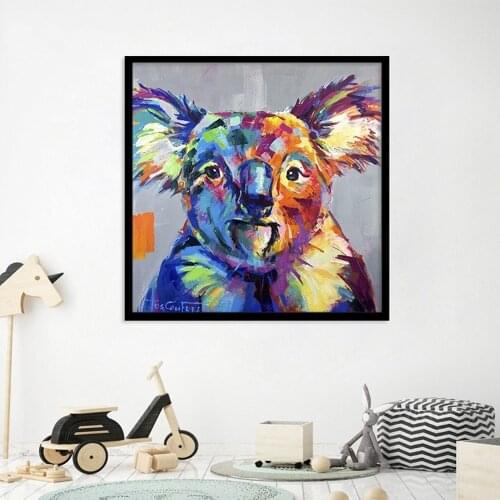 Modern Colorful Painted Koala Bear Canvas Painting Cute Animal Print Wall Art Pictures For Living Room Bedroom Quadro Posters