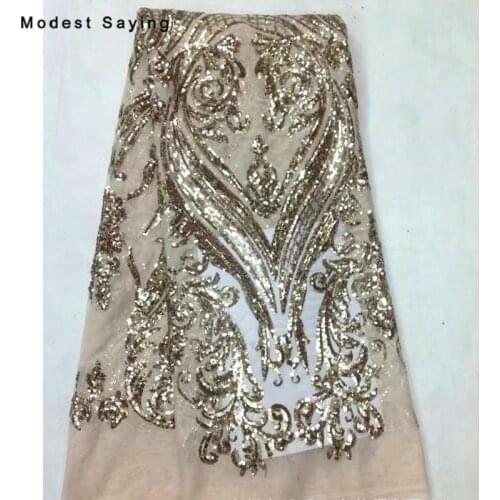 5 Yards Dark Green Sequins Fabric for Evening Dresses 2019 Embroidered Mesh Cloth Wedding Party Prom Gowns Net Lace Material