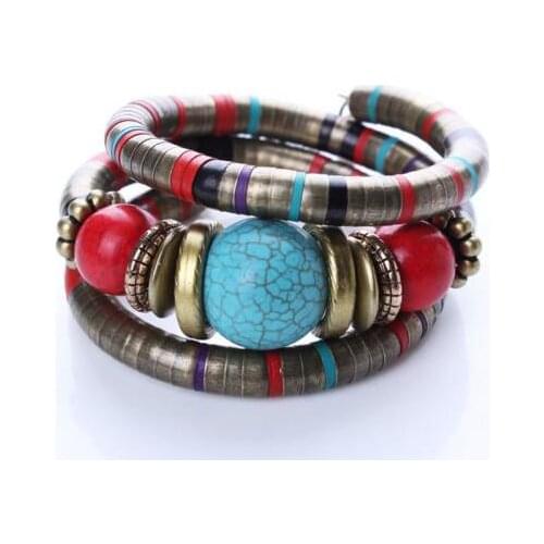 Retro Lava Stones Wristband Bracelets Vintage Boho Statement Bracelet Chain Nepal Bracelets Gift