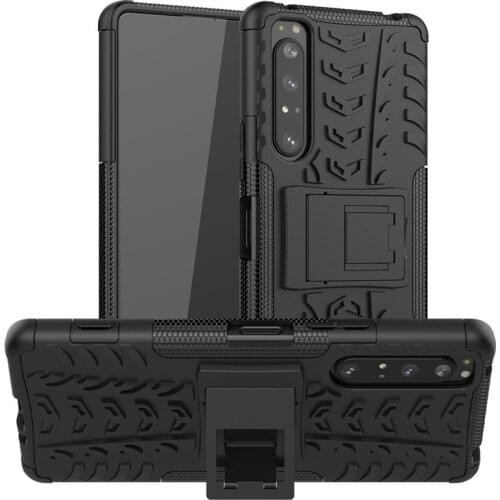 Armor Case For Sony Xperia 1 II Cover TPU & PC Holder Housings Protective Phone Bumper For Sony Xperia 1 II Case Funda 6.5